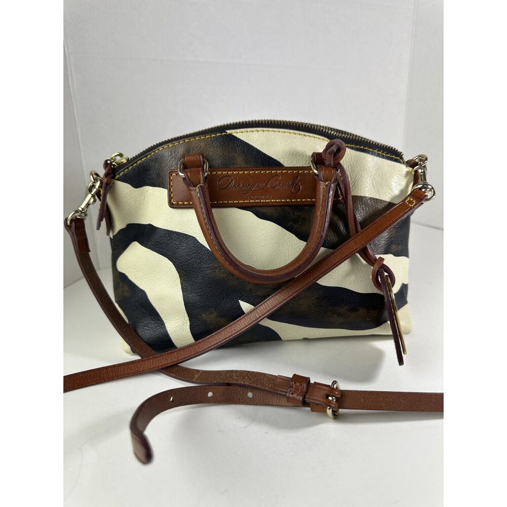 Dooney & Bourke Genuine Florentine Vacchetta Leather Satchel Zebra Print Bag - Picture 13 of 14